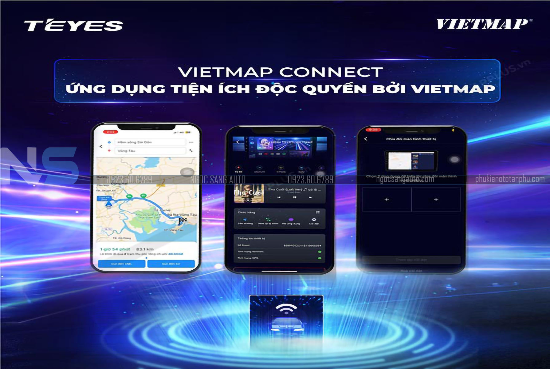 Đồng bộ giữa màn hình và điện thoại với ứng dụng Vietmap Connect